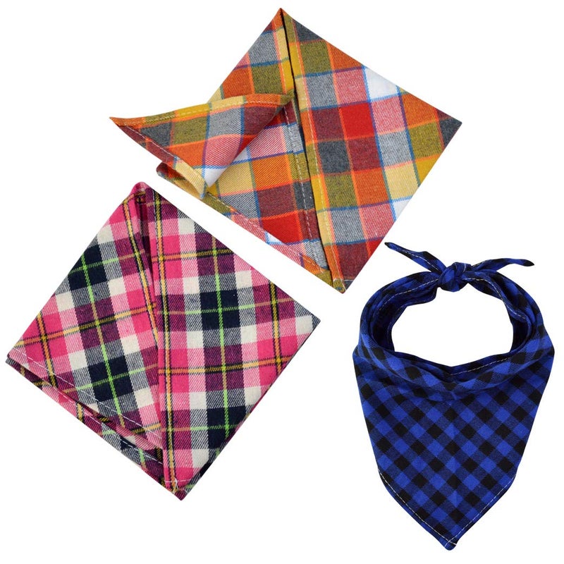 Tayfremn 15pcs Dog Bandanas, Dog Scarf Kerchief Bibs Washable Girl Boy Dogs Bandanas Set Cotton Checkered Pet Bandana Outdoor Fall Accessories for Small Dogs Cat Pet - Image 5